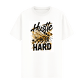 Hustle Hard Typography Tee in White, front view