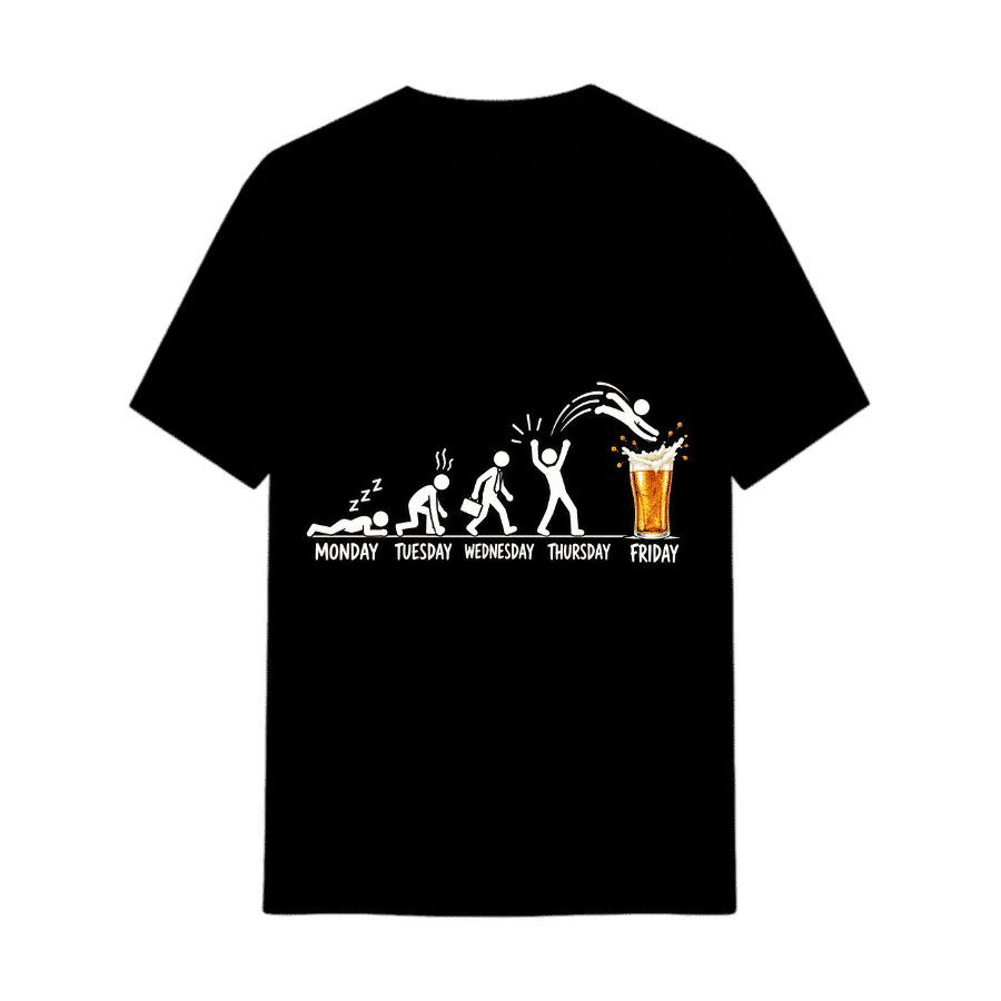 Monday to Friday Weekday Evolution Tee in Black, front view