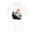 Misty Mountains Ink Art Tee in White, front view
