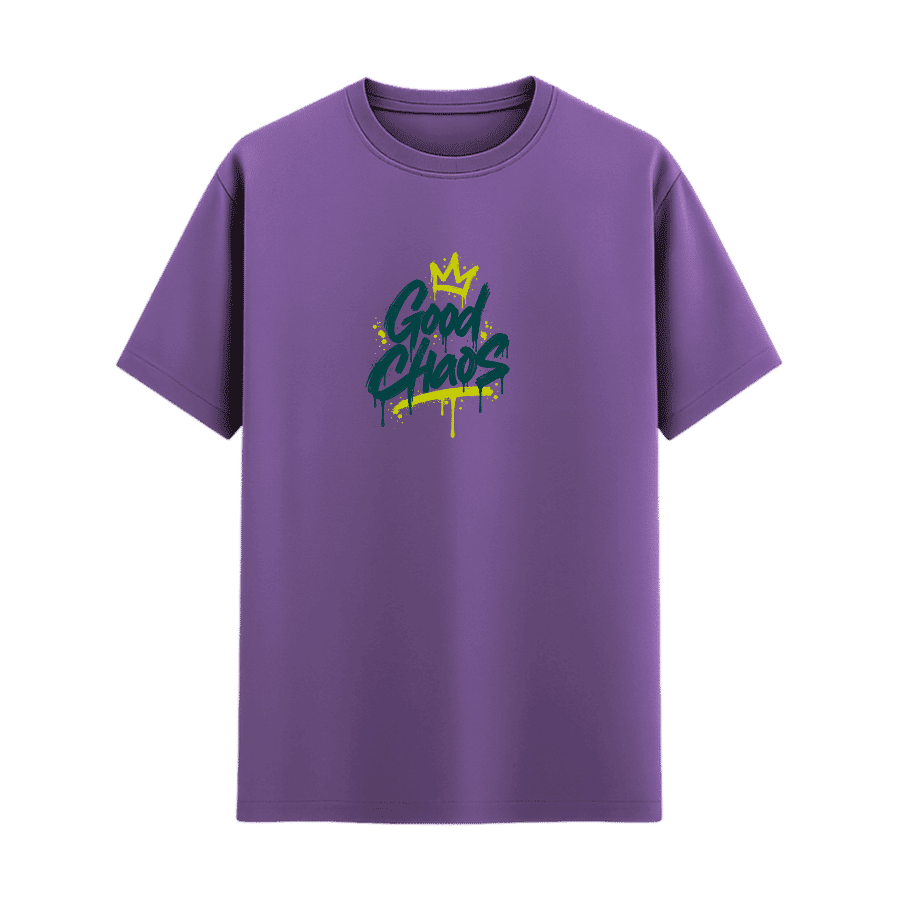 Good Chaos Graffiti Crown Tee in Lavender, front view