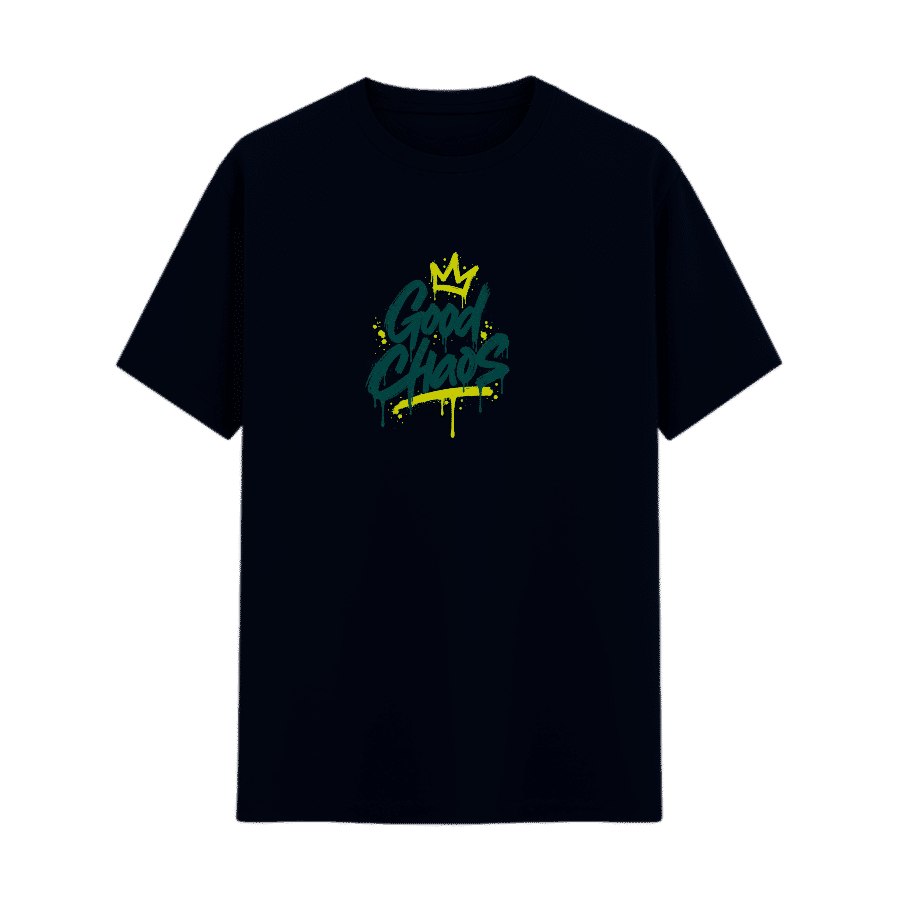 Good Chaos Graffiti Crown Tee in Navy, front view