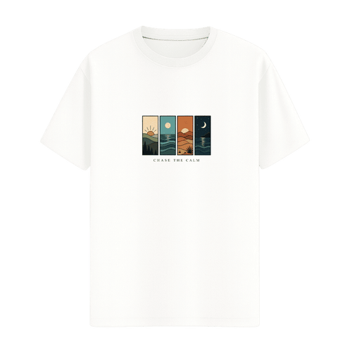 Day to Night Landscape Tee in White, front view