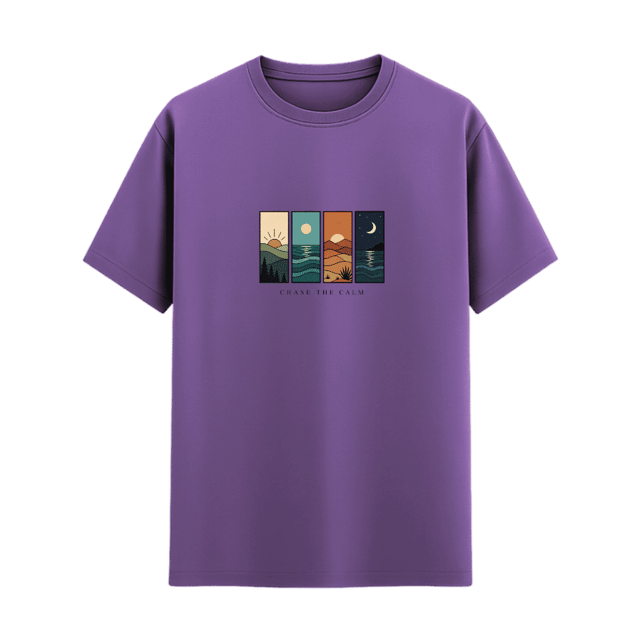Day to Night Landscape Tee in Lavender, front view