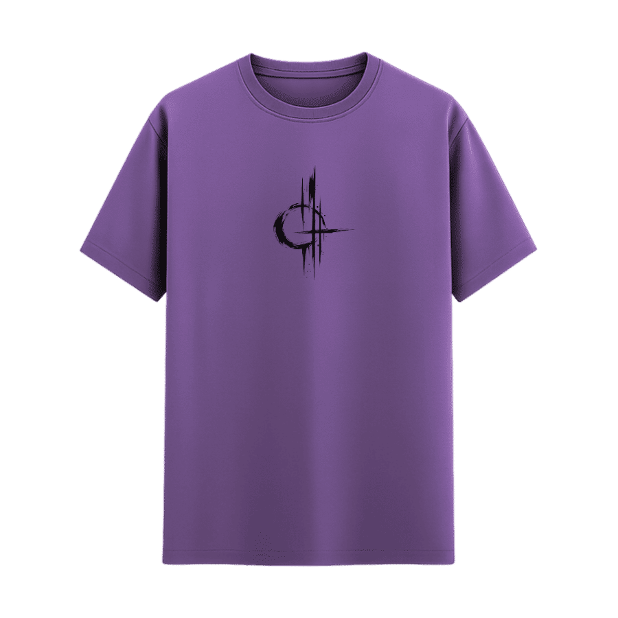 Brushstroke Emblem Minimal Tee in Lavender, front view