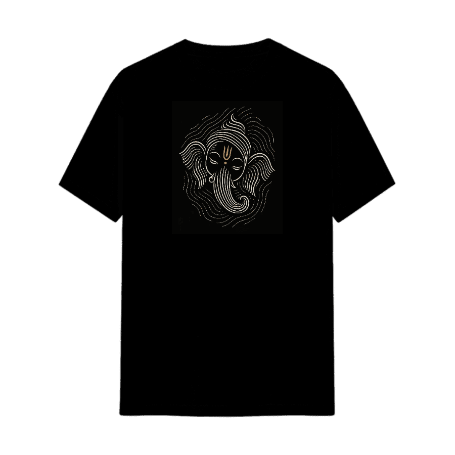Ganesha Line Art Graphic Tee in Black, front view