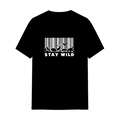 Stay Wild Barcode Graphic Tee in Black, front view
