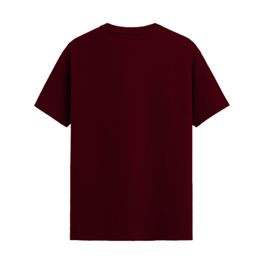 Mahadev Trishul Graphic Tee in Maroon, back view