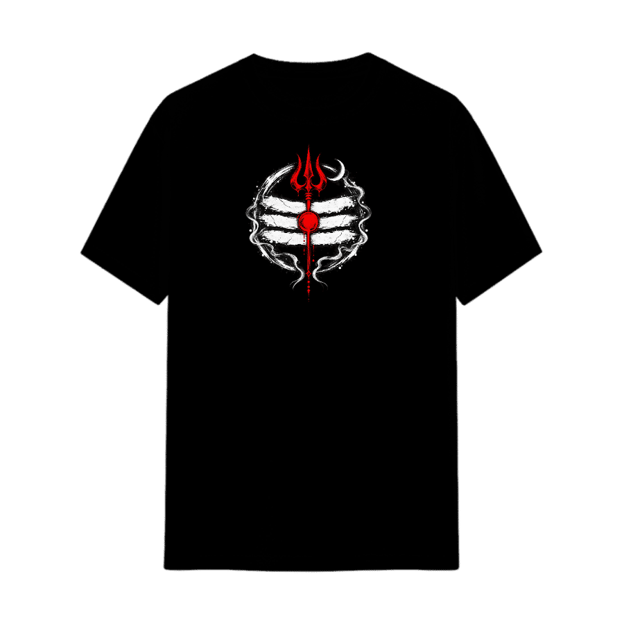 Mahadev Trishul Graphic Tee in Black, front view