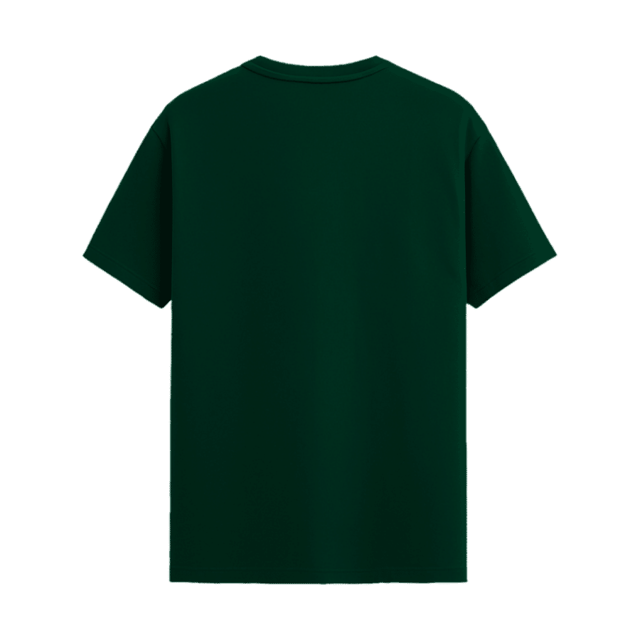 Mahadev Trishul Graphic Tee in Bottle Green, back view