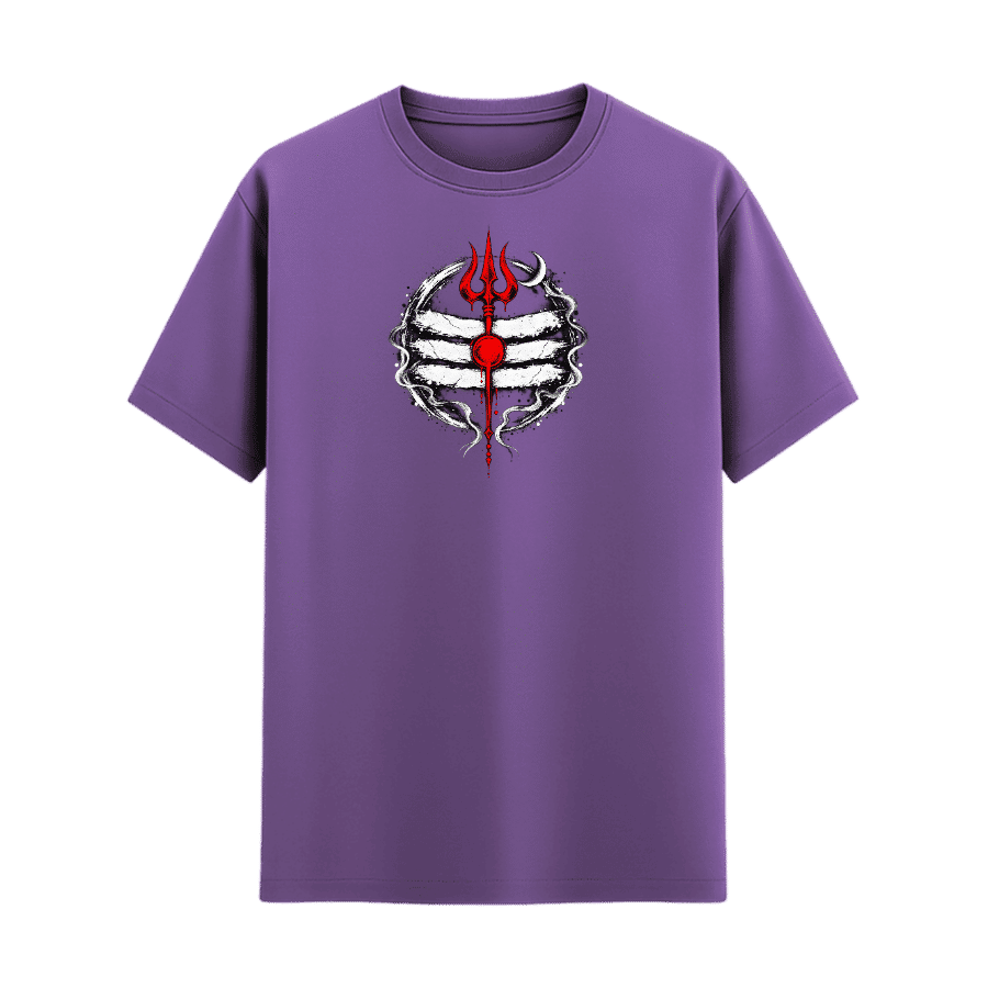 Mahadev Trishul Graphic Tee in Lavender, front view