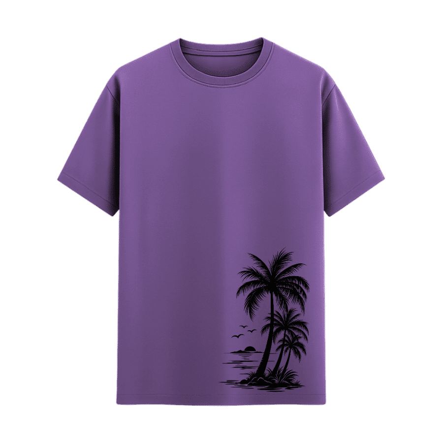 Palm Breeze Graphic Tee in Lavender, front view