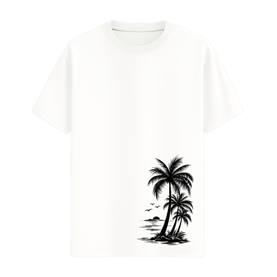 Palm Breeze Graphic Tee in White, front view